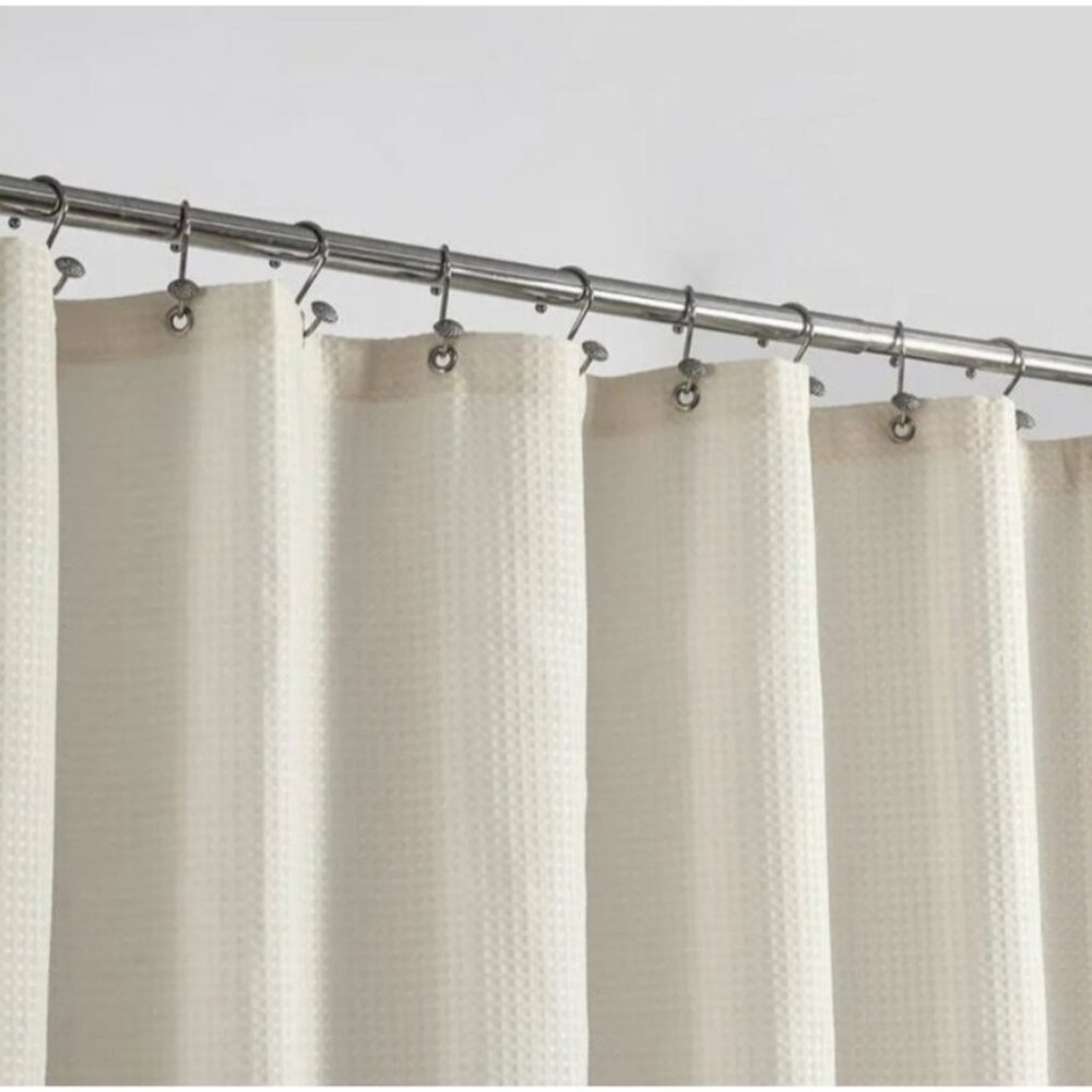 Barossa Design Beige 78" Long Waffle Weave Fabric Shower Curtain
